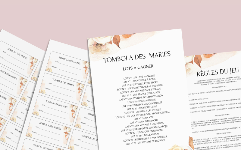 Jeu Tombola des mariés