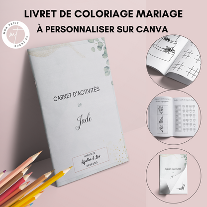 Livret activité enfant mariage - Livret activité mariage - Carnet de coloriage mariage - Jeux enfants mariage - Activité mariage enfants