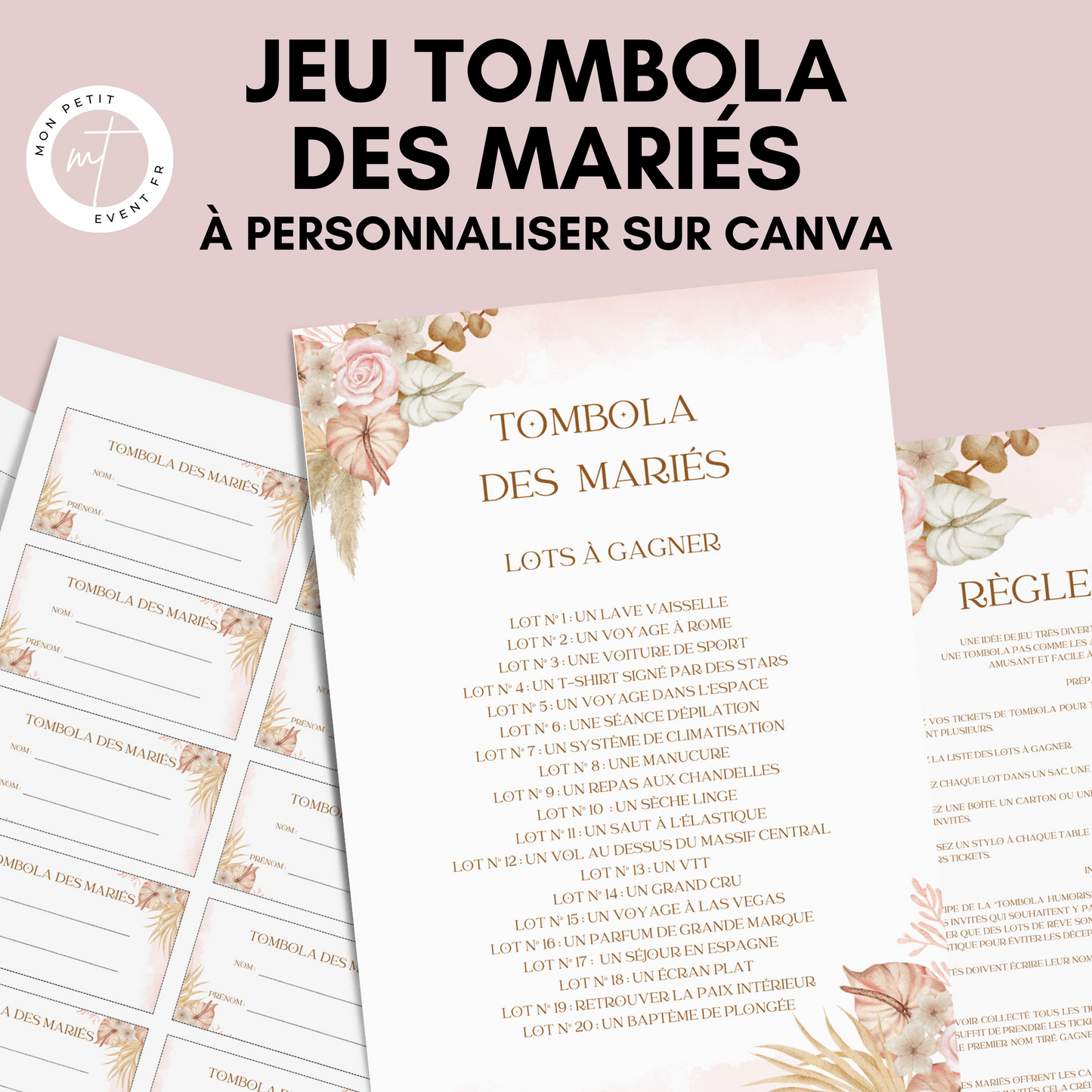 Jeu tombola des mariés : l'activité idéale pour un mariage ! Loterie mariage française, jeux, idée cadeau tombola mariage et EVJF