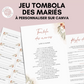 Jeu tombola des mariés : l'activité idéale pour un mariage ! Loterie mariage française, jeux, idée cadeau tombola mariage et EVJF