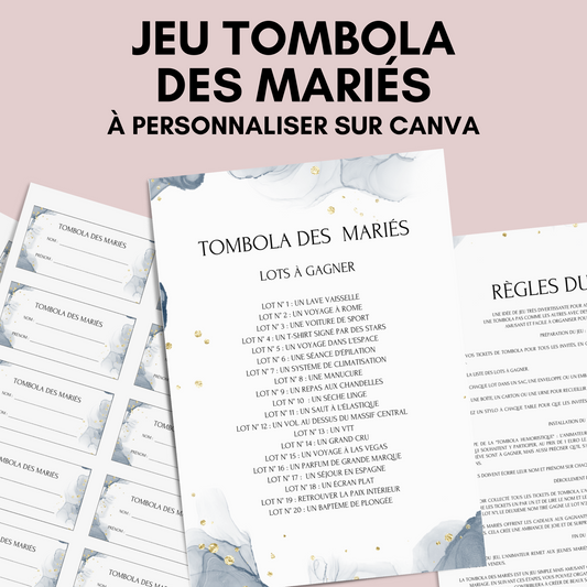 Jeu tombola des mariés : l'activité idéale pour un mariage ! Loterie mariage française, jeux, idée cadeau tombola mariage et EVJF