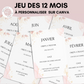 Jeu des 12 mois personnalisable - Activité idéale pour un mariage - Jeux mariage Français -  Animations de table mariage