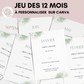 Jeu des 12 mois personnalisable - Activité idéale pour un mariage - Jeux mariage Français -  Animations de table mariage