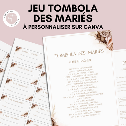 Jeu tombola des mariés : l'activité idéale pour un mariage ! Loterie mariage française, jeux, idée cadeau tombola mariage et EVJF