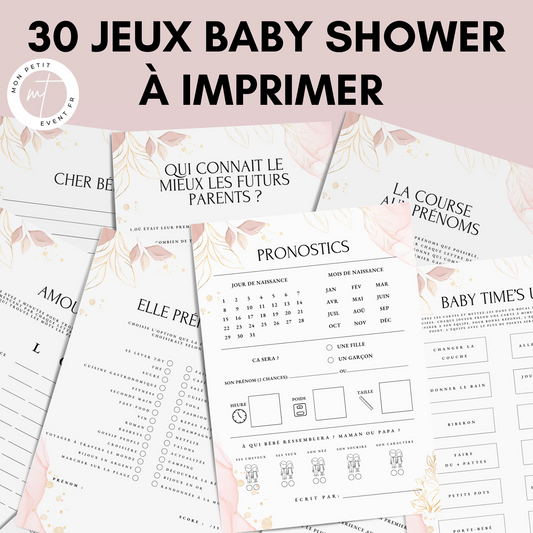 Jeux Baby Shower à imprimer : Activités en français à télécharger pour une Fête Prénatale inoubliable ! Carte de jeux et Prédiction Bébé