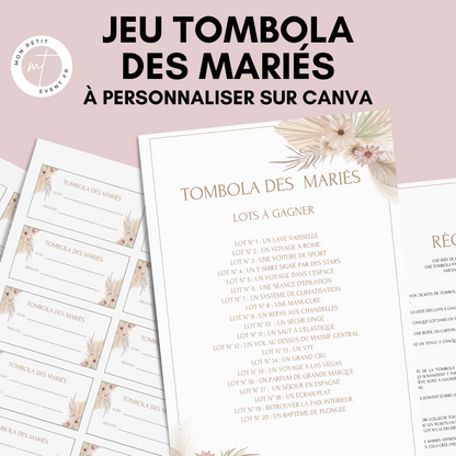 Jeu tombola des mariés : l'activité idéale pour un mariage ! Loterie mariage française, jeux, idée cadeau tombola mariage et EVJF