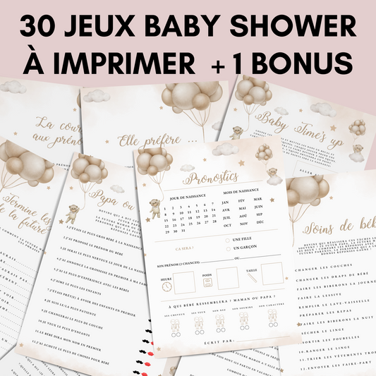 Jeux Baby Shower à imprimer en français : Téléchargez des activités pour une Fête Prénatale inoubliable ! Cartes de jeux et Prédiction Bébé