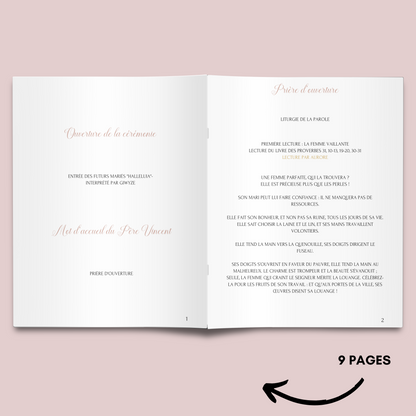 Livret de messe mariage personnalisable sur Canva - Livret de mariage à faire soi-même - Modèle livret de messe mariage