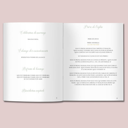 Livret de messe mariage personnalisable sur Canva - Livret de mariage à faire soi-même - Modèle livret de messe mariage