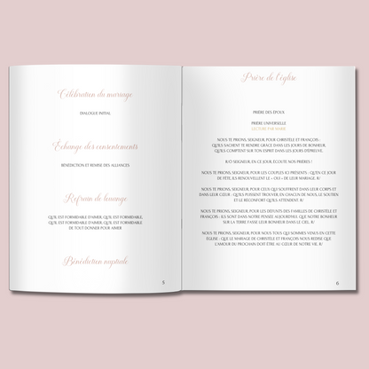 Livret de messe mariage personnalisable sur Canva - Livret de mariage à faire soi-même - Modèle livret de messe mariage