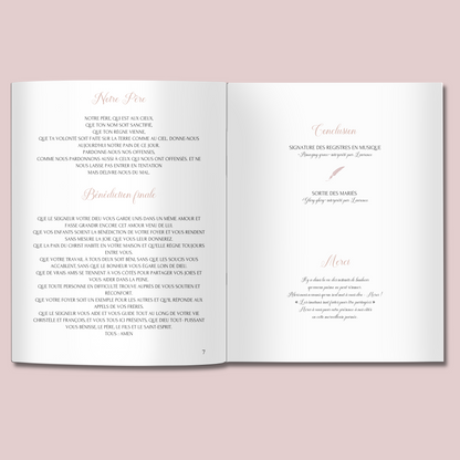 Livret de messe mariage personnalisable sur Canva - Livret de mariage à faire soi-même - Modèle livret de messe mariage