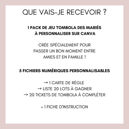 Jeu tombola des mariés l'activité idéale pour un mariage ! Loterie mariage française, jeux, idée cadeau tombola mariage et EVJF