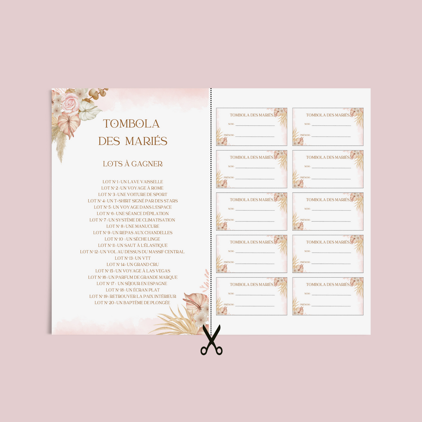 Jeu tombola des mariés : l'activité idéale pour un mariage ! Loterie mariage française, jeux, idée cadeau tombola mariage et EVJF