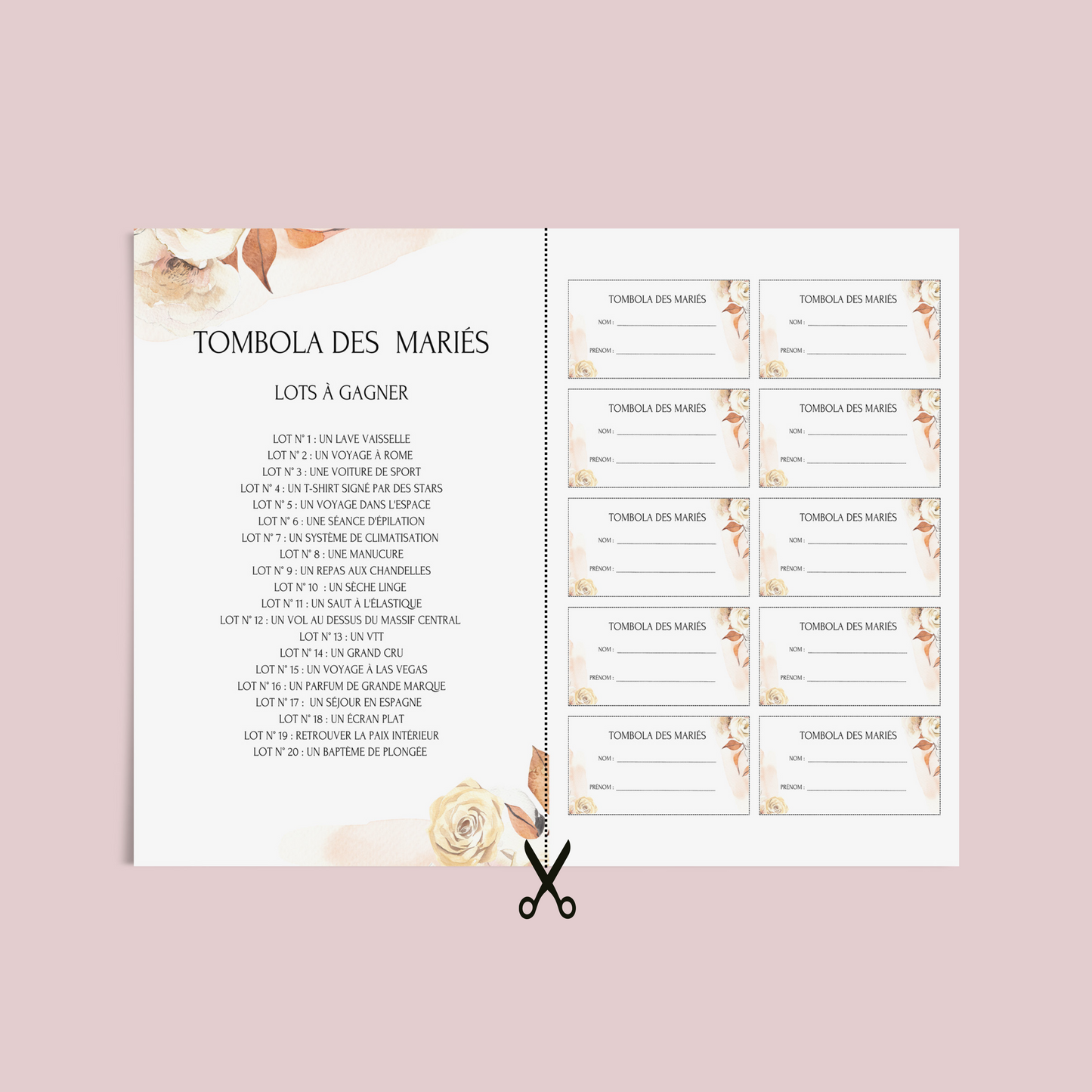 Jeu tombola des mariés : l'activité idéale pour un mariage ! Loterie mariage française, jeux, idée cadeau tombola mariage et EVJF