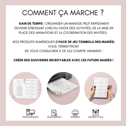 Jeu tombola des mariés : l'activité idéale pour un mariage ! Loterie mariage française, jeux, idée cadeau tombola mariage et EVJF