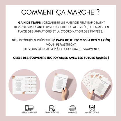 Jeu tombola des mariés l'activité idéale pour un mariage ! Loterie mariage française, jeux, idée cadeau tombola mariage et EVJF