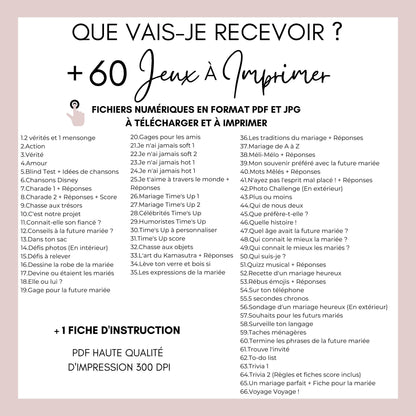 Jeux EVJF à domicile : 60 jeux imprimables pour un EVJF à la maison - Gages pour Evjf - Activités Evjf