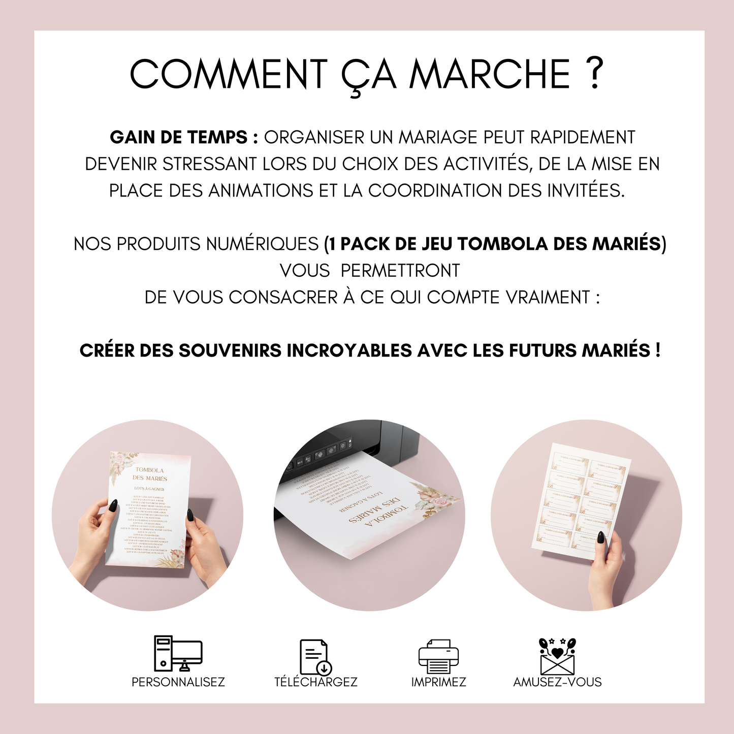 Jeu tombola des mariés : l'activité idéale pour un mariage ! Loterie mariage française, jeux, idée cadeau tombola mariage et EVJF