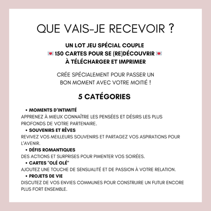 Jeux pour Couples – Jeux Saint-Valentin - 150 Cartes pour Se (Re)découvrir et Raviver la Flamme