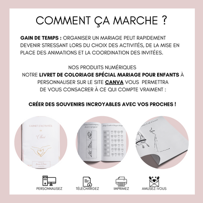 Livret activité enfant mariage - Livret activité mariage - Carnet de coloriage mariage - Jeux enfants mariage - Activité mariage enfants