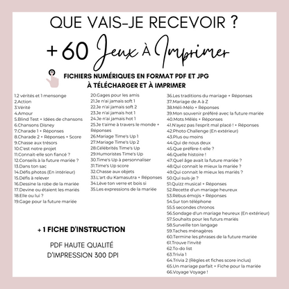 Jeux EVJF à domicile Thème Eucalyptus: 60 jeux imprimables pour un EVJF à la maison - Gages pour Evjf - Activités Evjf