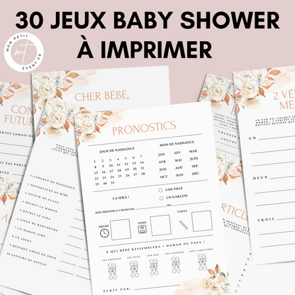 Jeux Baby Shower à imprimer : Activités en français à télécharger pour une Fête Prénatale inoubliable ! Carte de jeux et Prédiction Bébé