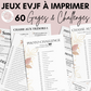 Jeux EVJF à imprimer - 60 Gages, Défis & Challenges pour un enterrement de vie de jeune fille - Activités EVJF - Animations EVJF