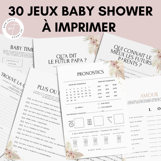 Jeux Baby Shower à imprimer en français : Téléchargez des activités pour une Fête Prénatale inoubliable ! Cartes de jeux et Prédiction Bébé