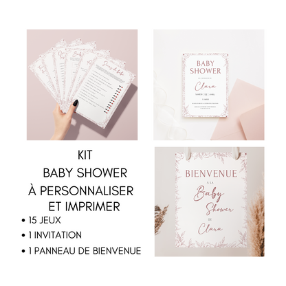 Kit Jeux de Baby Shower à personnaliser et imprimer - Activités amusantes pour une fête prénatale réussie - Prédiction Bébé Français