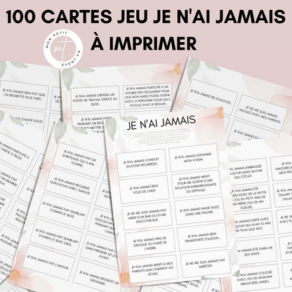 Jeu Je n'ai jamais pour une soirée entre filles EVJF - Jeu Je n'ai jamais questions - Jeu Je n'ai jamais insolite - Jeux de soirée apéro