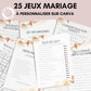 Jeux de mariage en français : activités, 25 cartes à imprimer, animations de table, défis photos et EVJF.