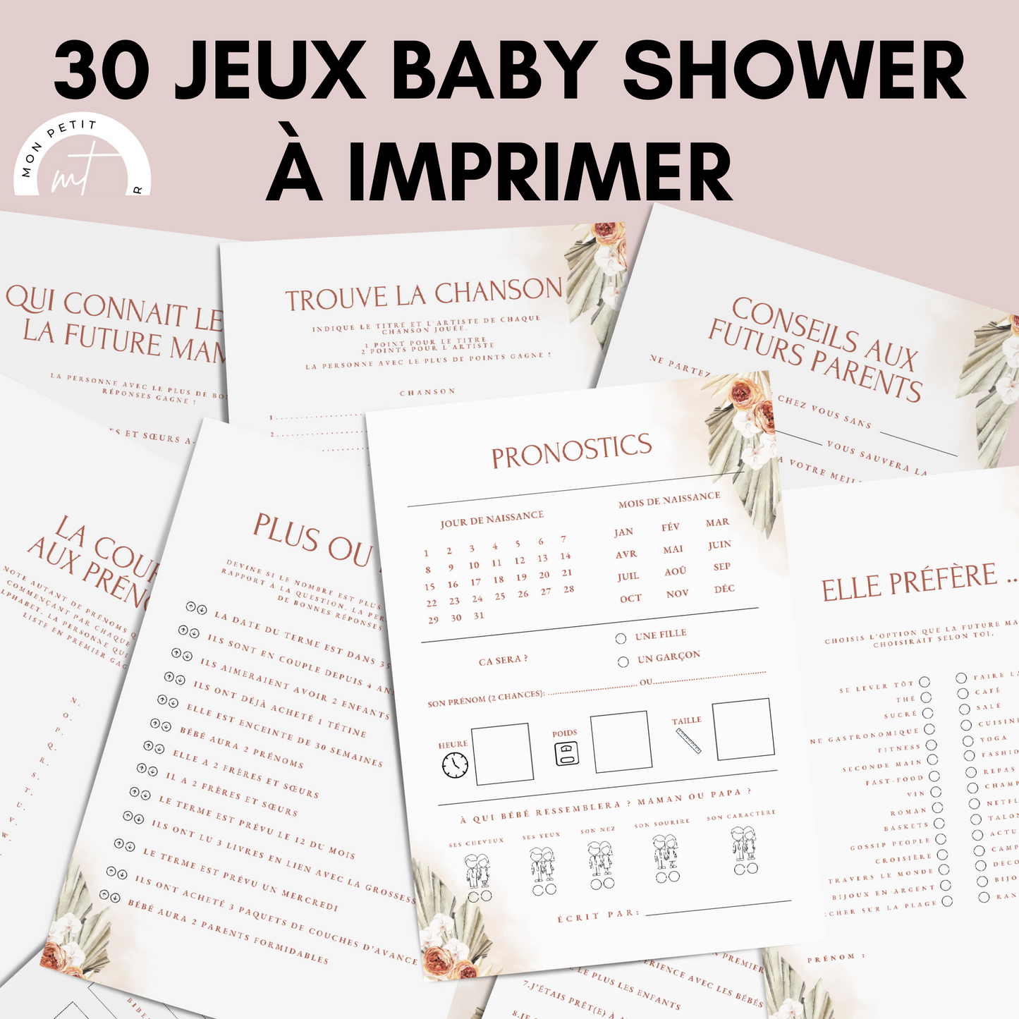 Jeux Baby Shower à imprimer en français : Téléchargez des activités pour une Fête Prénatale inoubliable ! Cartes de jeux et Prédiction Bébé