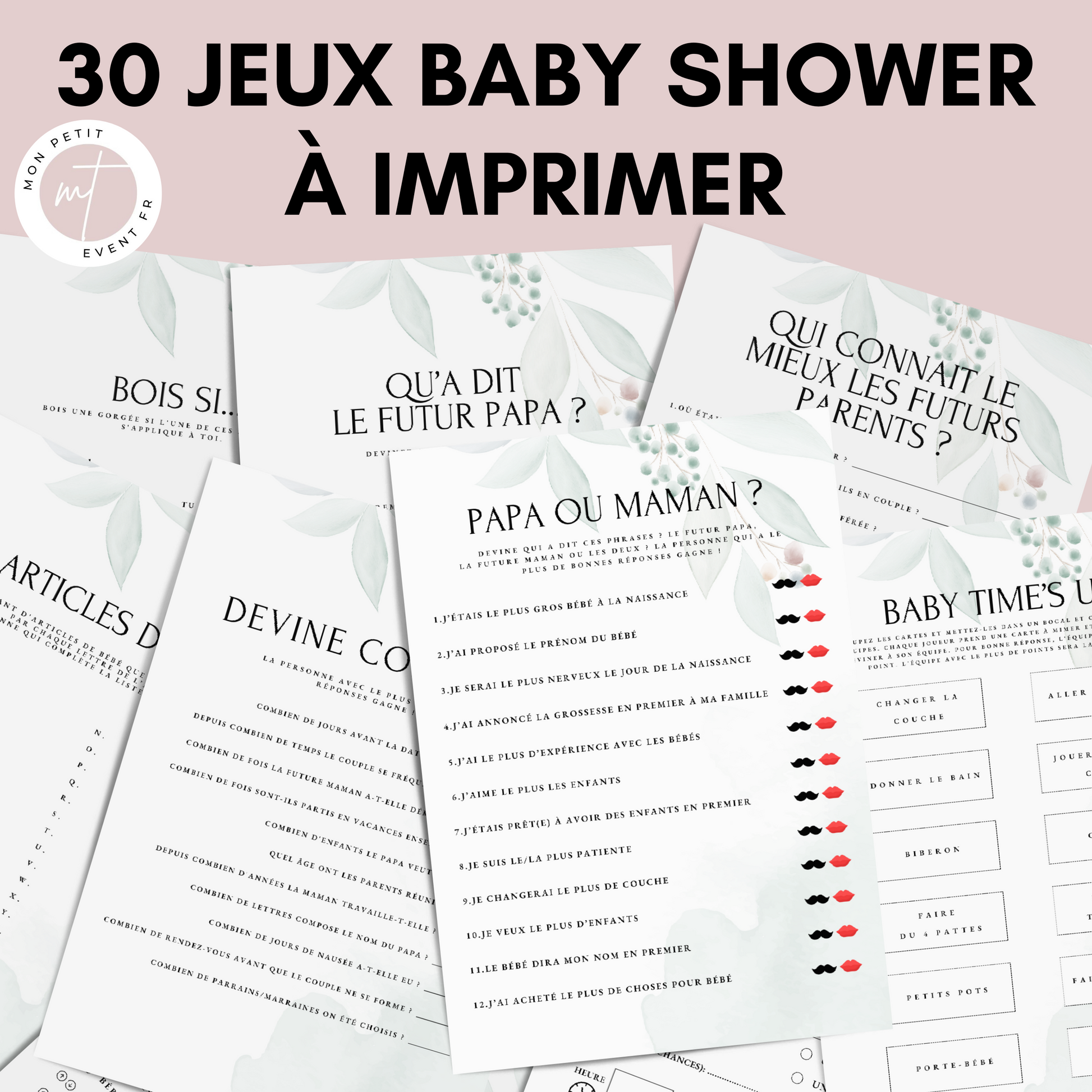 Jeu Baby Shower à imprimer Jeu Papa ou maman Téléchargement immédiat -   France