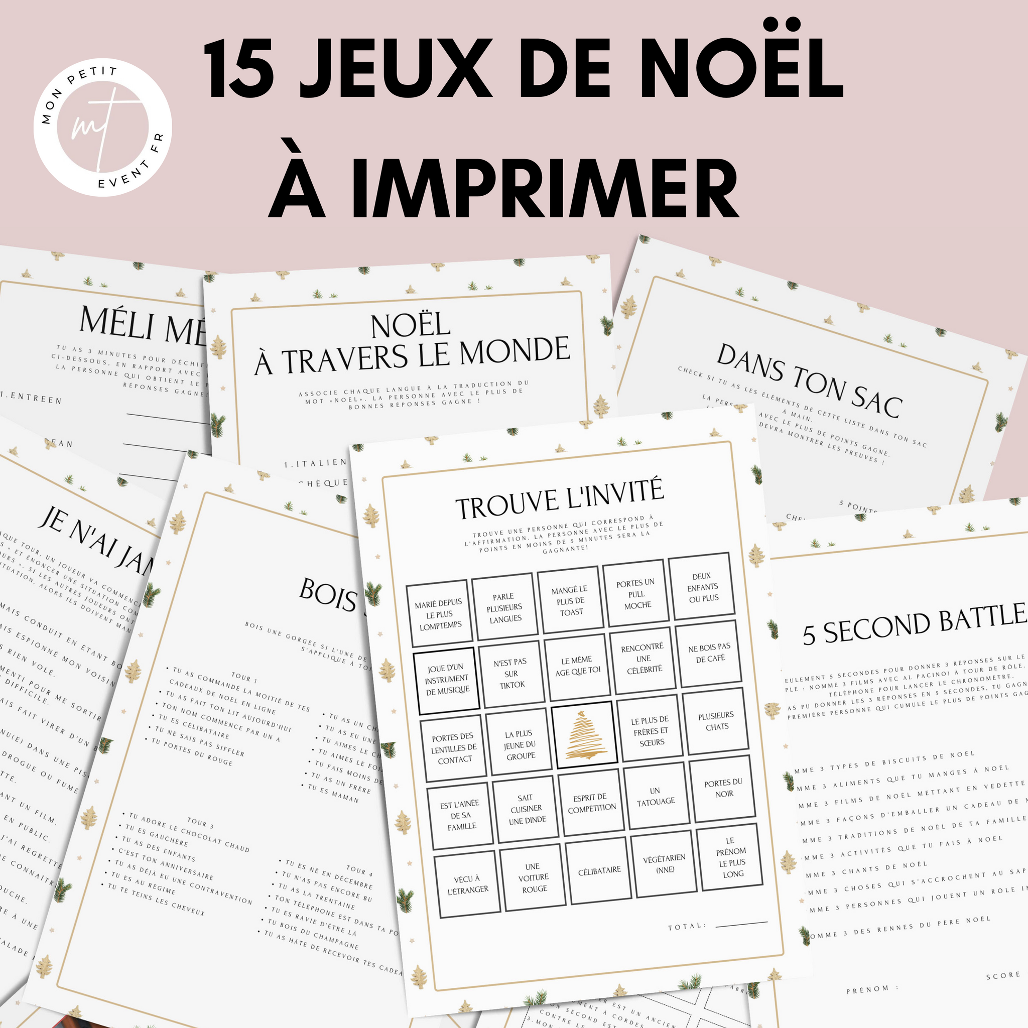 Jeux de Noël à imprimer pour adulte - Activités Noël - Carte de jeux p ...