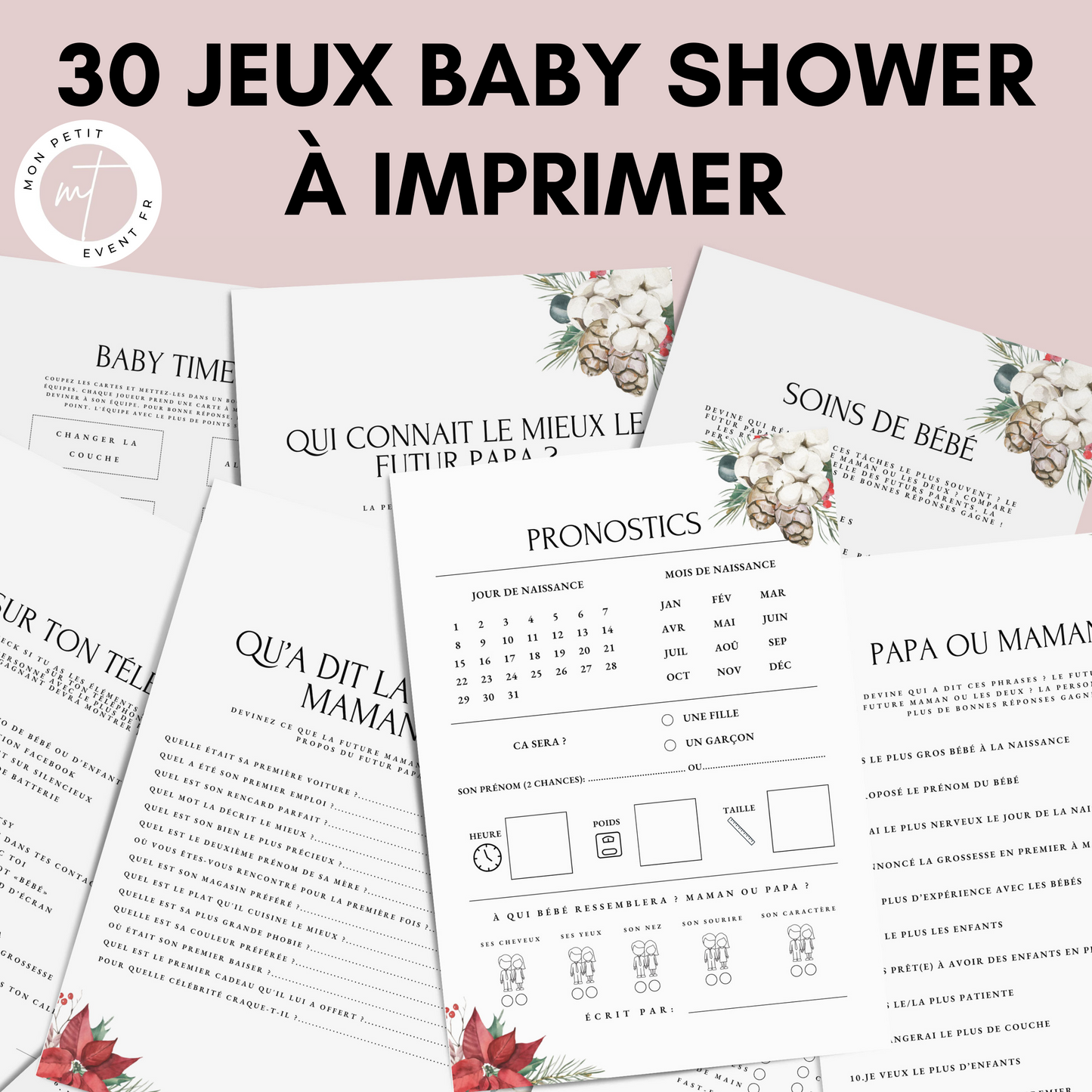 Jeux Baby Shower à imprimer en français : Téléchargez des activités pour une Fête Prénatale inoubliable ! Cartes de jeux et Prédiction Bébé