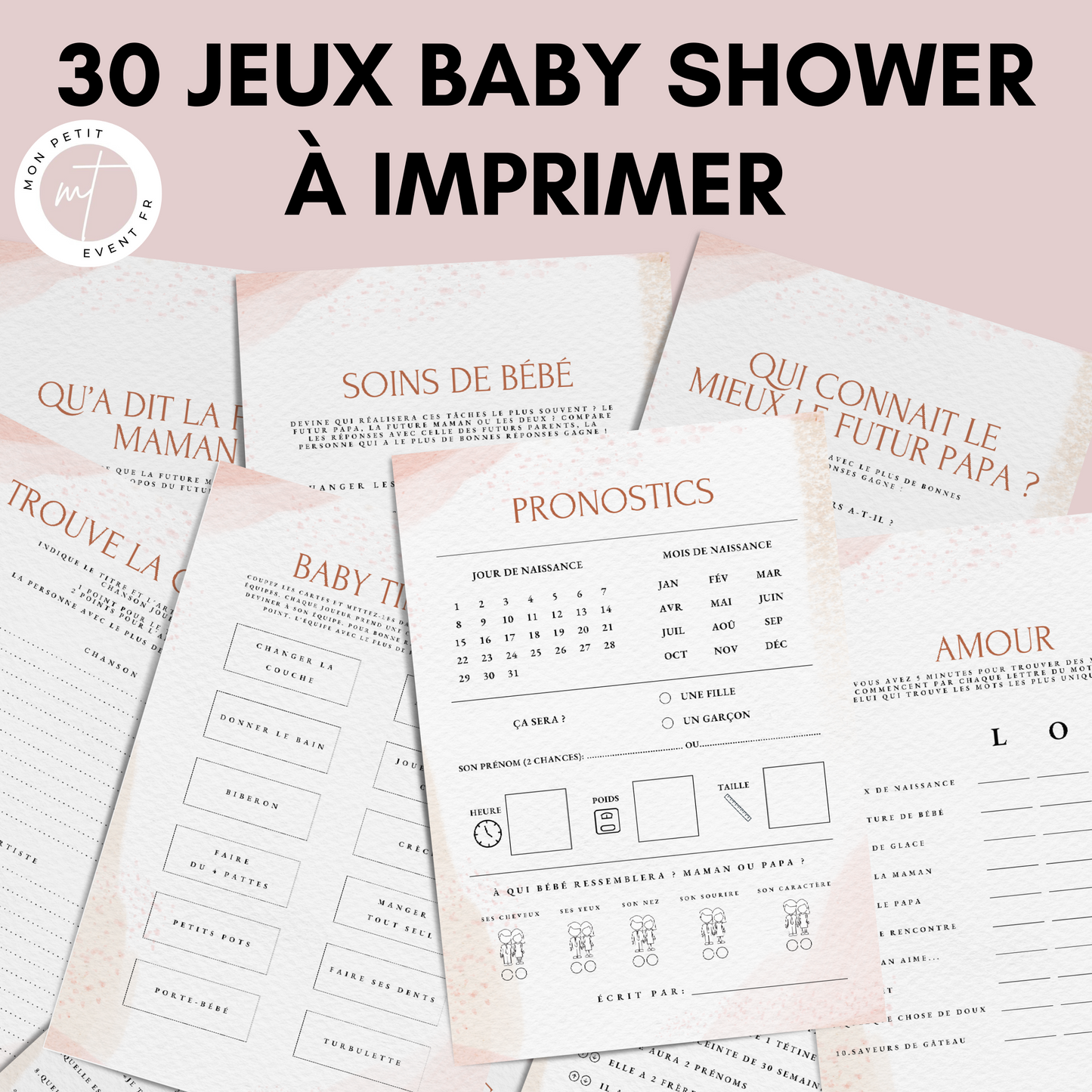 Jeux Baby Shower à imprimer en français : Téléchargez des activités pour une Fête Prénatale inoubliable ! Cartes de jeux et Prédiction Bébé