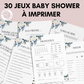 Jeux Baby Shower Thème Noël à imprimer - Activités Baby Shower en français - Carte de jeux Fête Prénatale - Prédiction Bébé Français