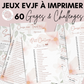 Jeux EVJF à imprimer - 60 Gages, Défis & Challenges pour un enterrement de vie de jeune fille - Activités EVJF - Animations EVJF