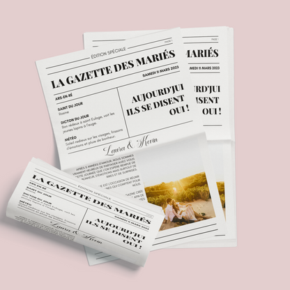 Gazette de Mariage à Personnaliser sur Canva : Modèle DIY Format Magazine A3 et A4 pour une Célébration Inoubliable - Cadeau Invités Mariage