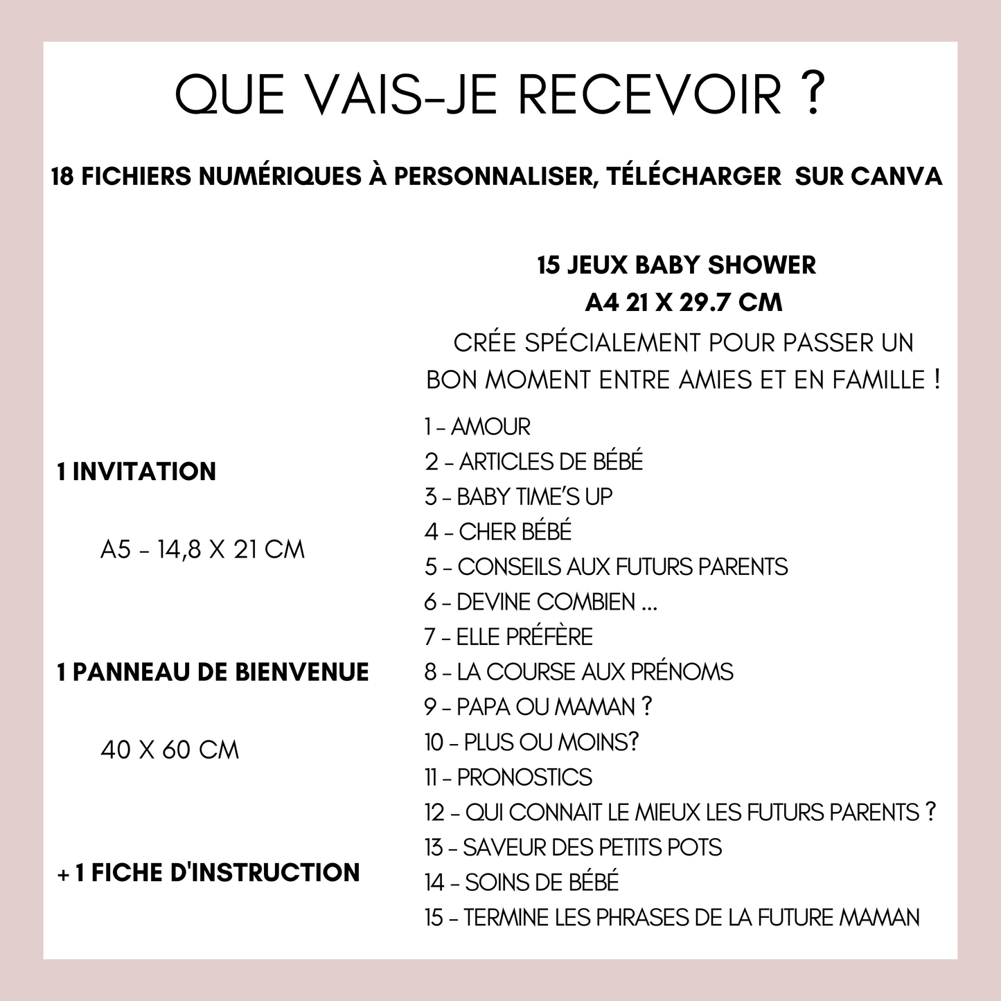 Kit Jeux de Baby Shower à personnaliser et imprimer - Activités amusantes pour une fête prénatale réussie - Prédiction Bébé Français